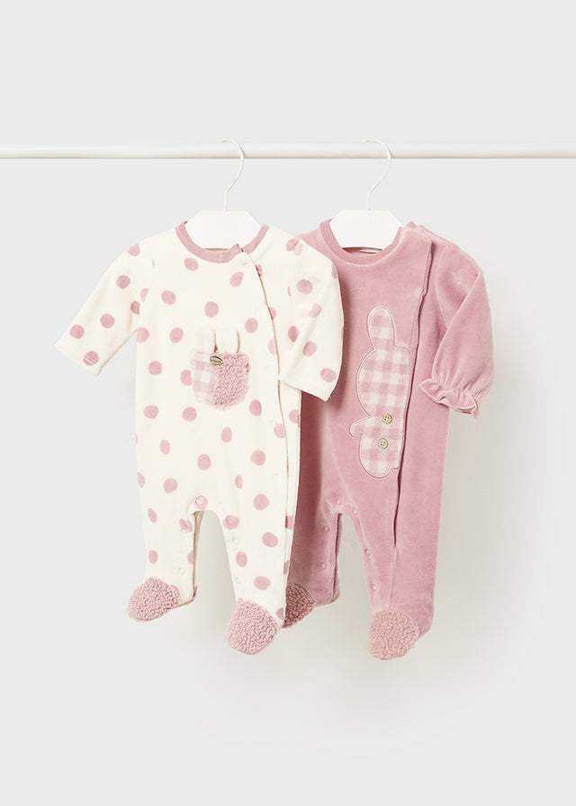 Mayoral baby girl pink spot velour romper – Cooleez Kids