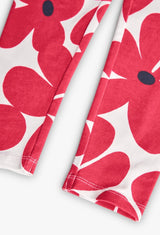 Boboli Girl red daisy leggings