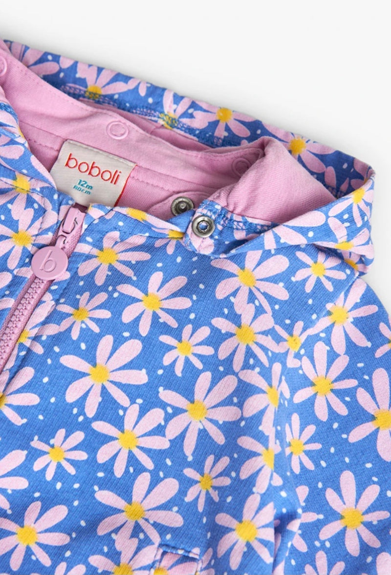 Boboli girls blue daisy hoodie