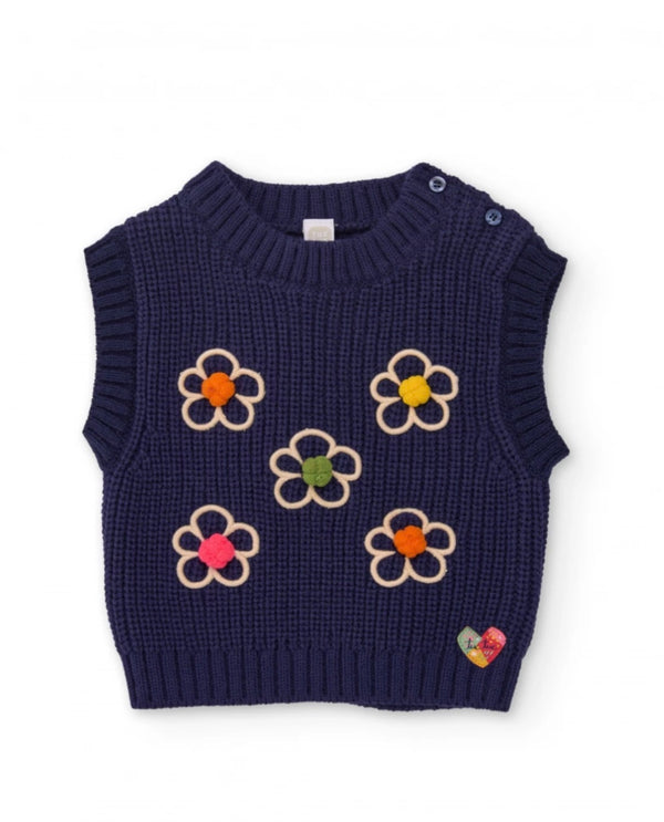TucTuc girls navy knitted vest