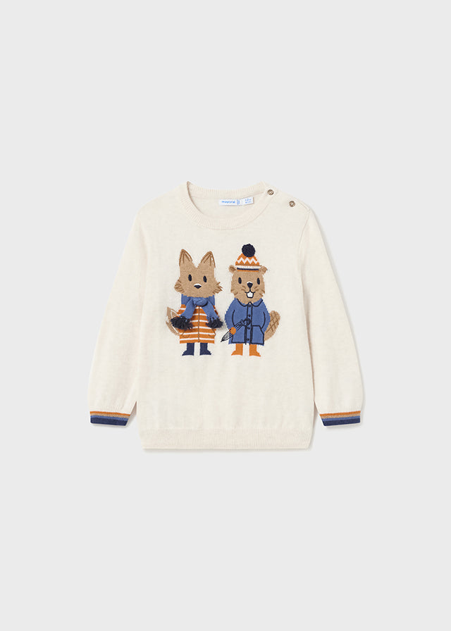 Mayoral Baby Boy Cream Fox Sweater