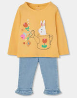 Boboli Yellow Top and Jeans Set