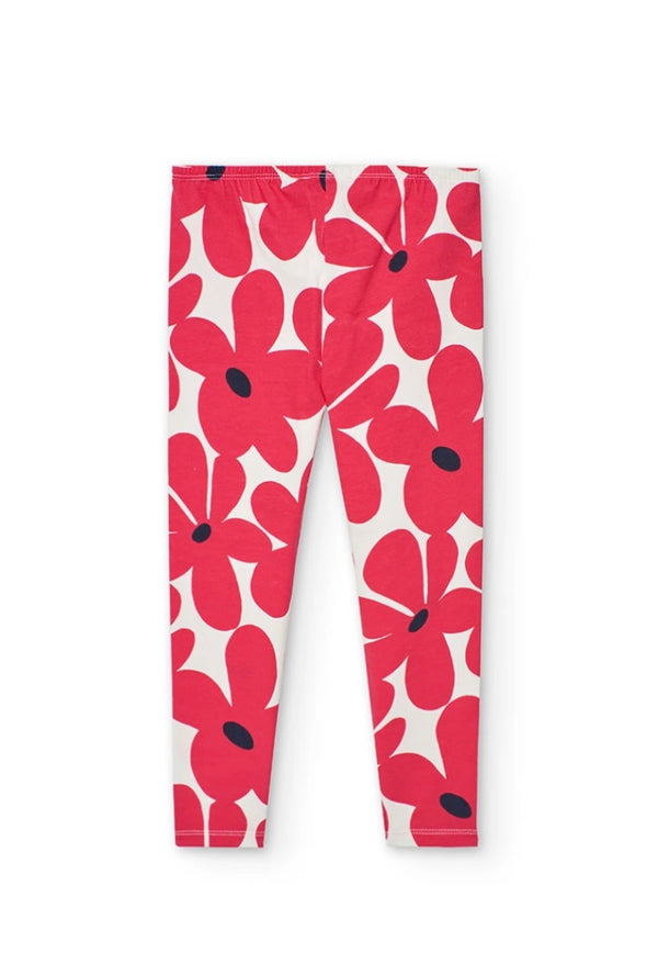 Boboli Girl red daisy leggings