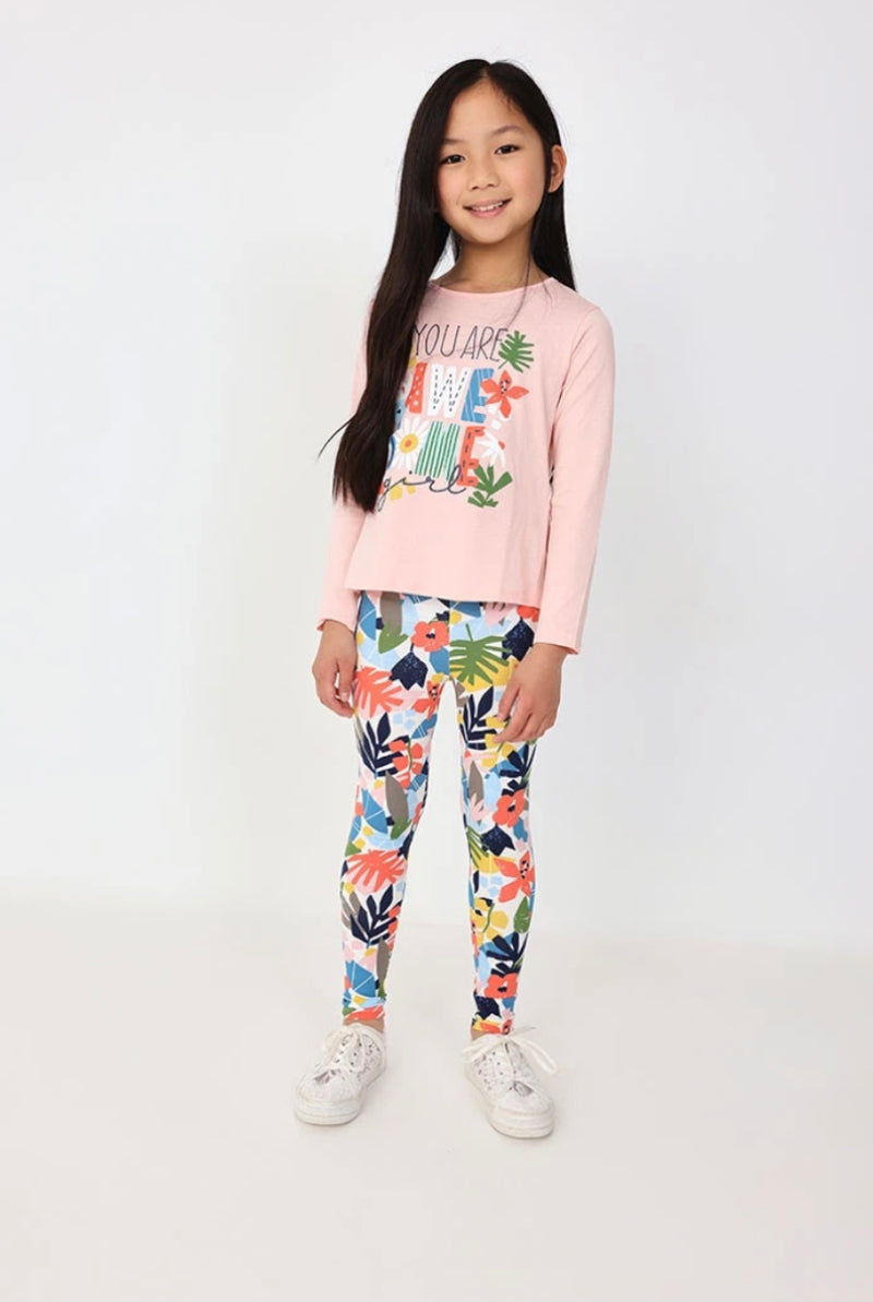 Boboli girls “awesome” leggings set