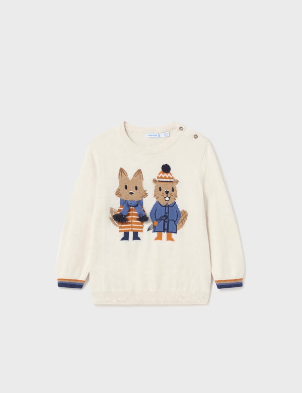 Mayoral Baby Boy cream fox sweater