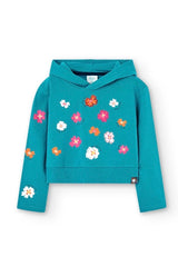 Boboli girls teal daisy hoodie