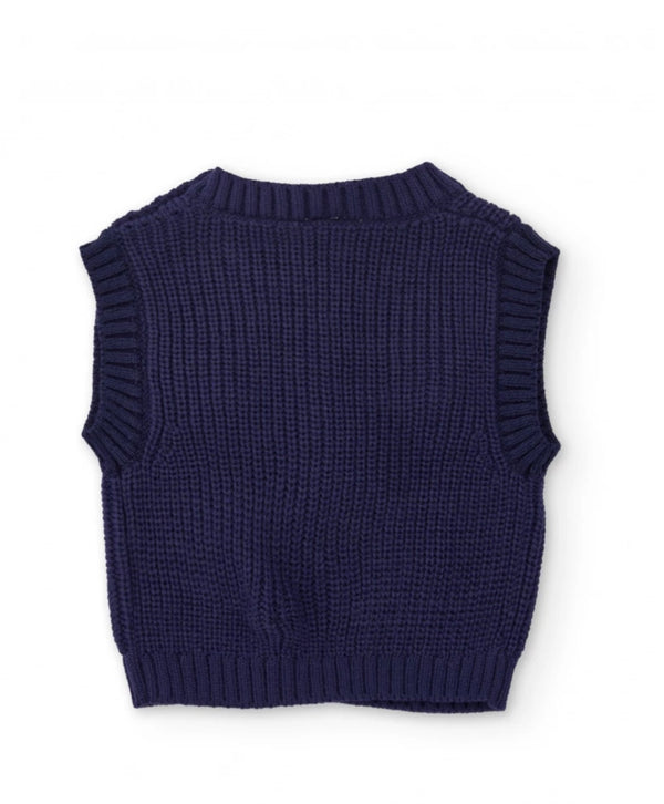 TucTuc girls navy knitted vest