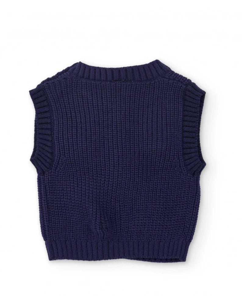 TucTuc girls navy knitted vest