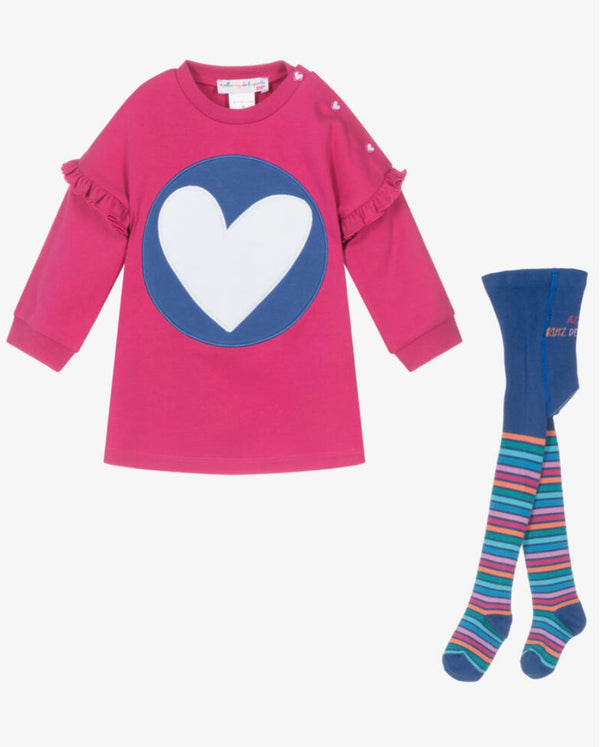 Agatha Ruiz Girls pink dress with hearts