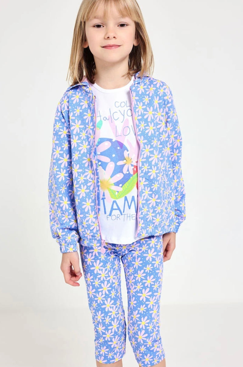 Boboli girls blue daisy hoodie