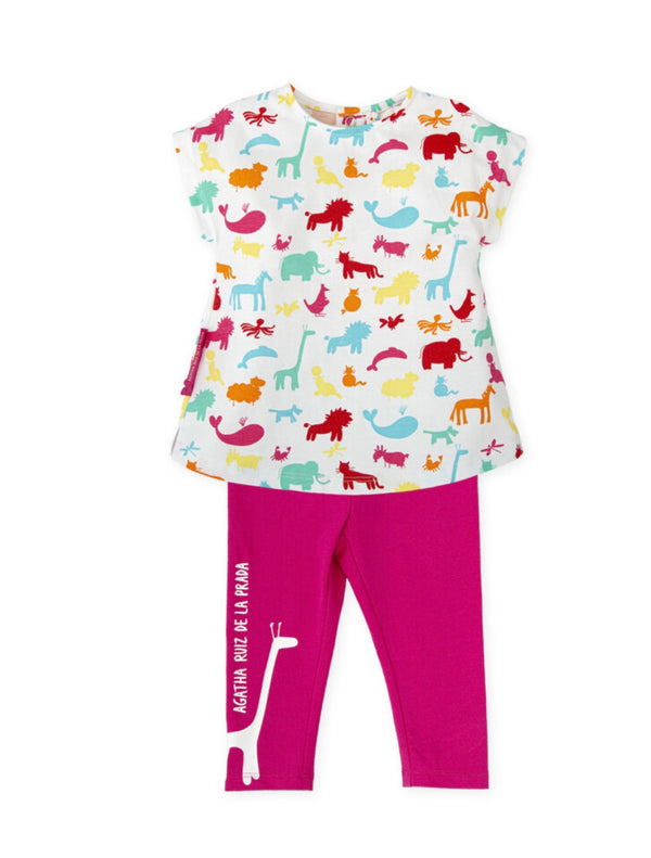 Agatha Ruiz Baby Girls animal leggings set