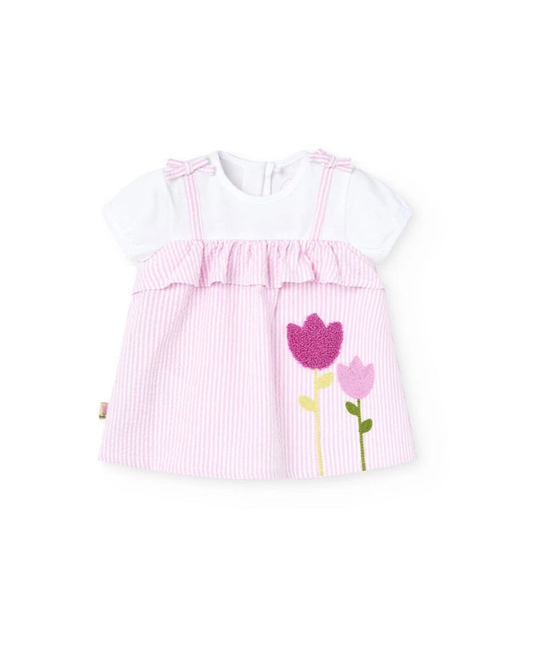 Boboli baby girl pink tulip dress