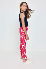 Boboli Girl red daisy leggings