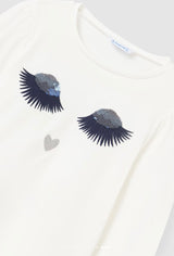 Mayoral girls cream “eyes” tee