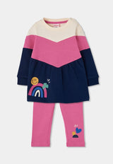 Boboli Girls Pink and Navy Set