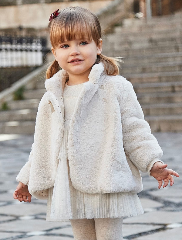 Mayoral girls stone fur coat