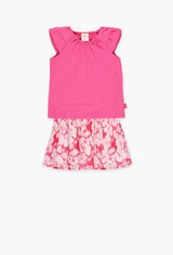 Boboli Pink & White Pleated Skirt