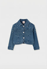 Boboli Girls Denim & Pearl Jacket