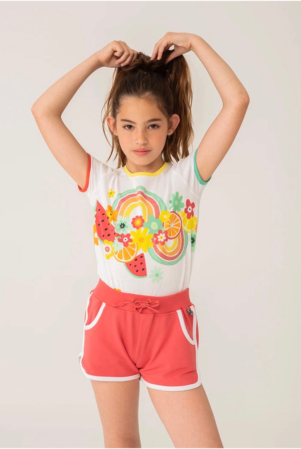 Boboli Girl’s White and Multicoloured Tee