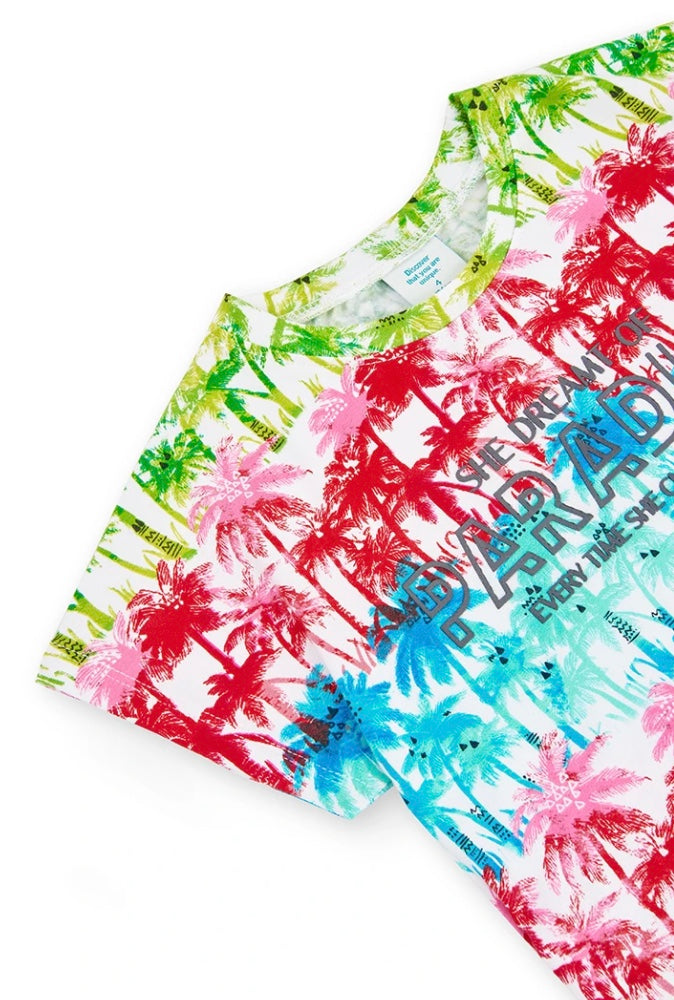 Boboli Girl Tropical Trees T-Shirt