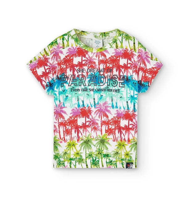 Boboli Girl Tropical Trees T-Shirt