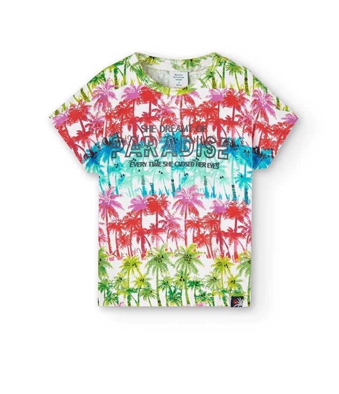Boboli Girl Tropical Trees T-Shirt
