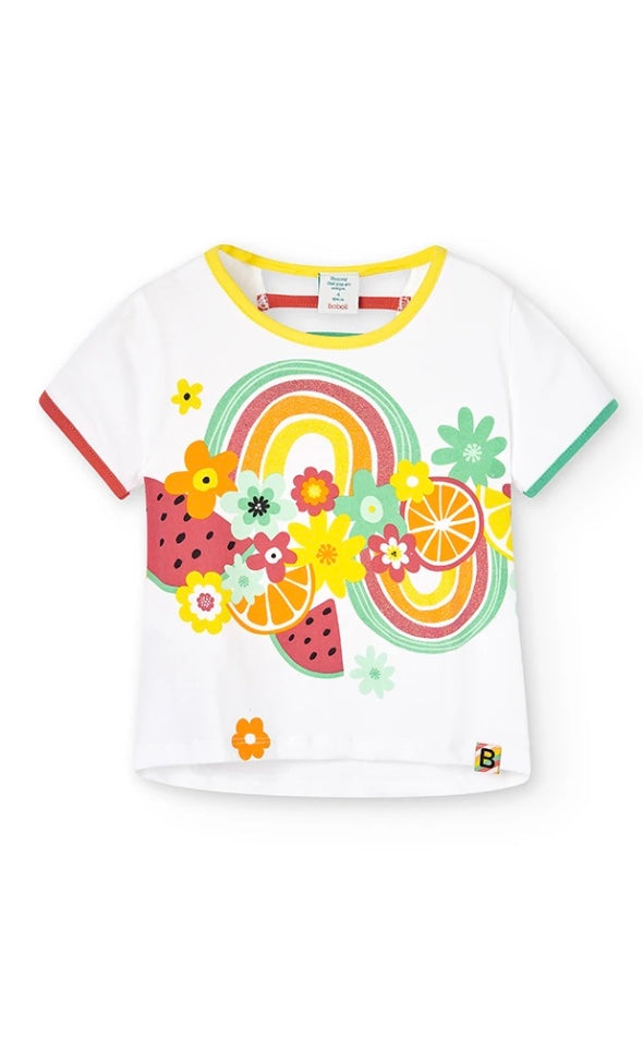 Boboli Girl’s White and Multicoloured Tee