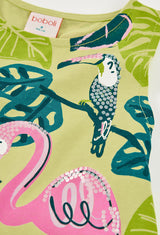 Boboli Lime Flamingo Dress