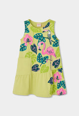 Boboli Lime Flamingo Dress