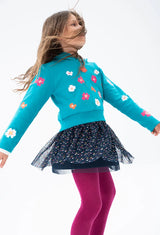 Boboli Navy Tulle Spotted skirt