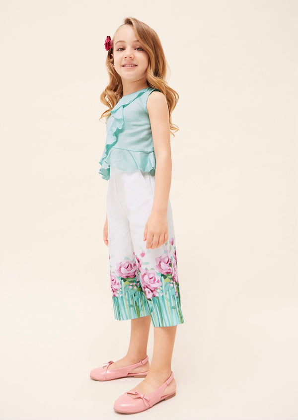 Mayoral Girl Turquoise Cropped Pants Set