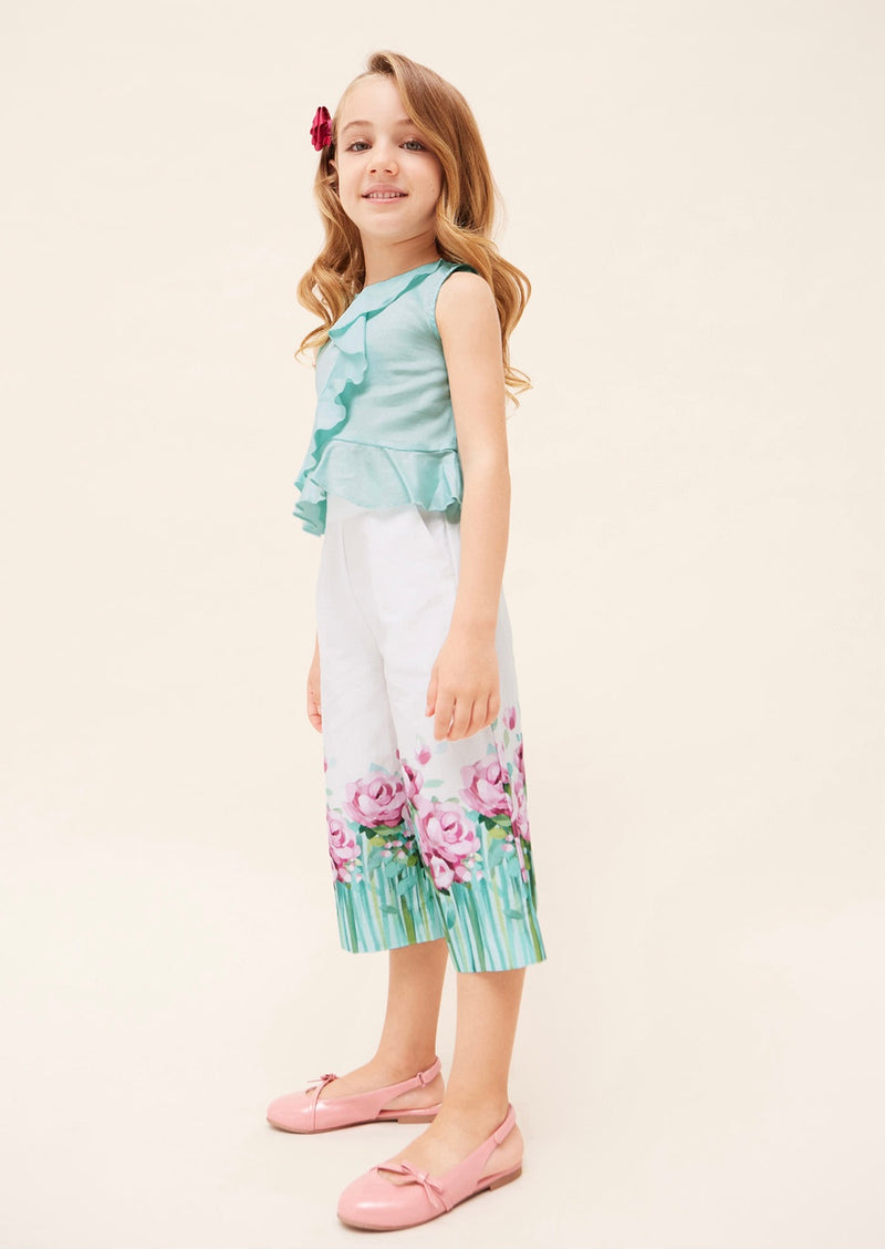 Mayoral Girl Turquoise Cropped Pants Set