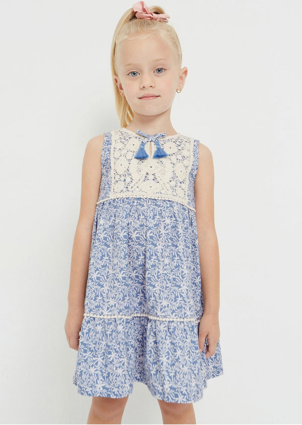 Mayoral Girl Blue Crochet Dress