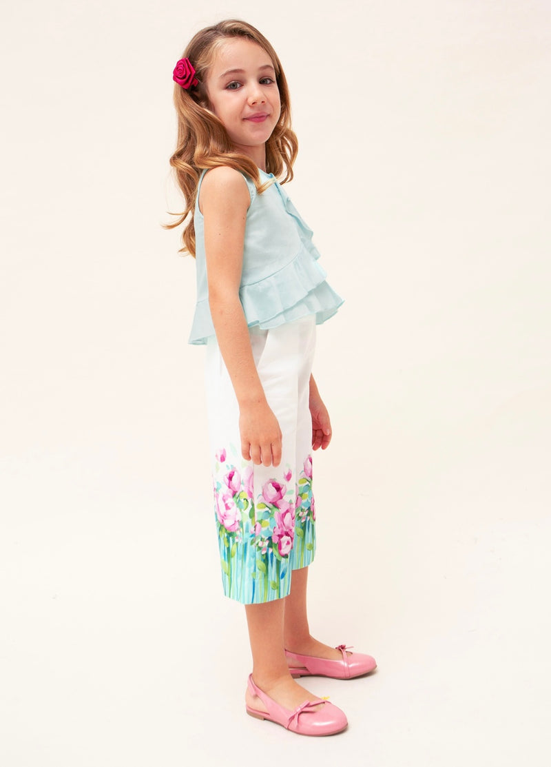 Mayoral Girl Turquoise Cropped Pants Set