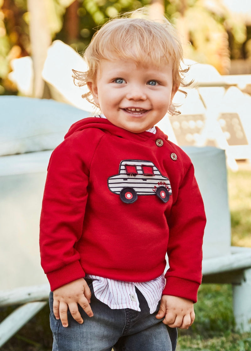 Mayoral Baby Boy Red Car Hoodie
