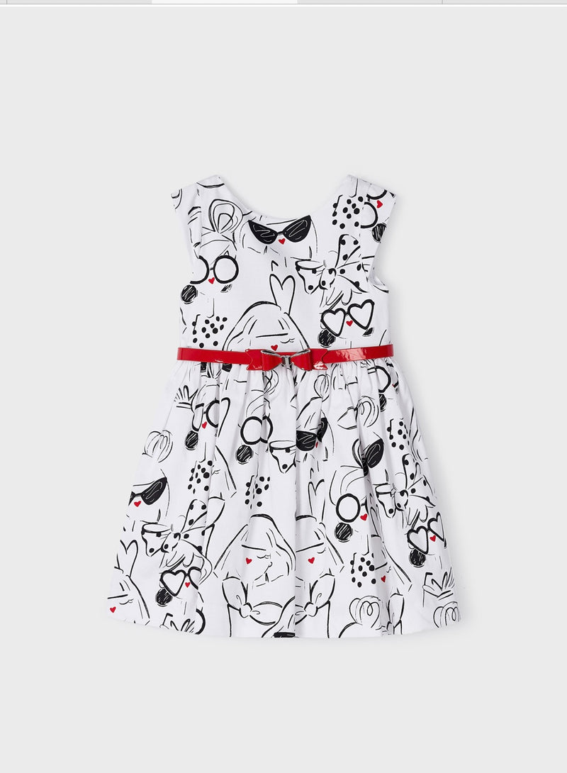 Mayoral Girl White Belted Dress