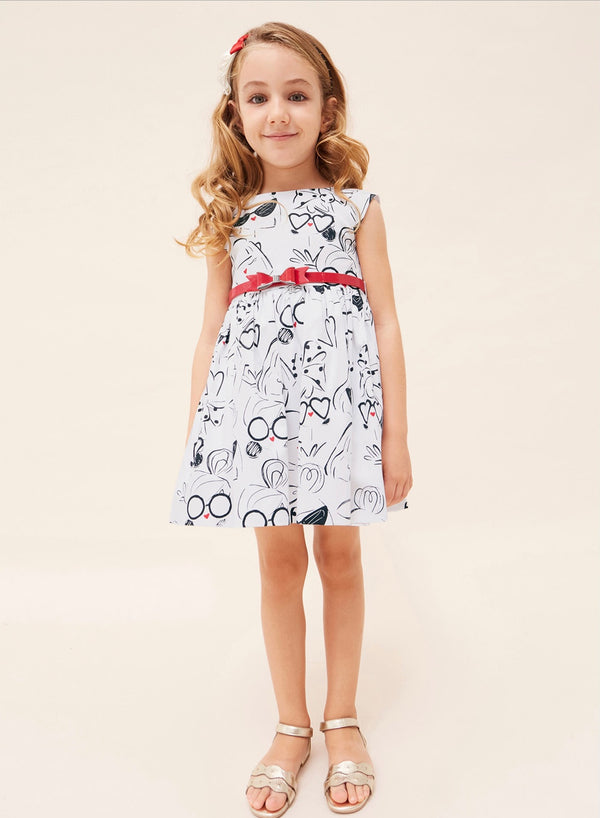 Mayoral Girl White Belted Dress