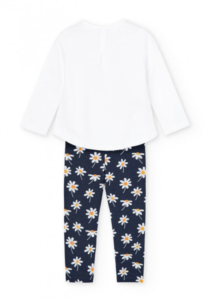Boboli Girl Navy Daisy Legging Set