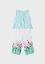 Mayoral Girl Turquoise Cropped Pants Set