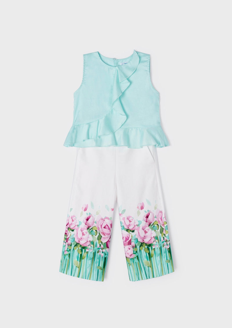 Mayoral Girl Turquoise Cropped Pants Set